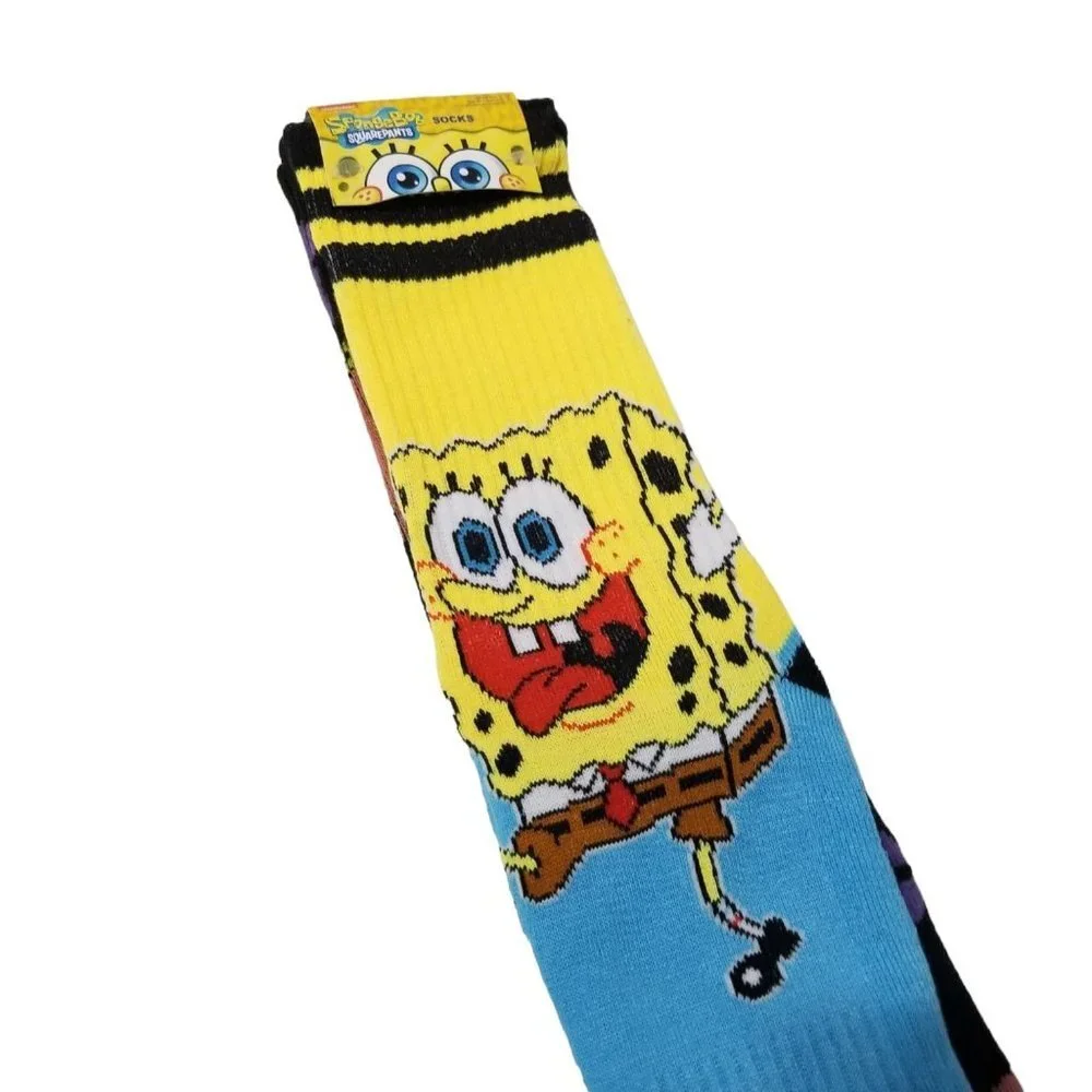 NWT Nickelodeon Sponge Bob Square Pants 2-Pairs UNISEX Casual Crew Socks Size 6-